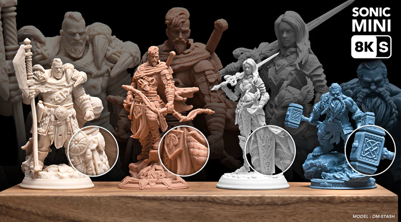 Modelos impresos en 3D en la impresora 3D de resina Sonic Mini 8K S